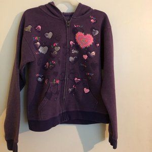 Levis girls zip up jacket purple with hearts